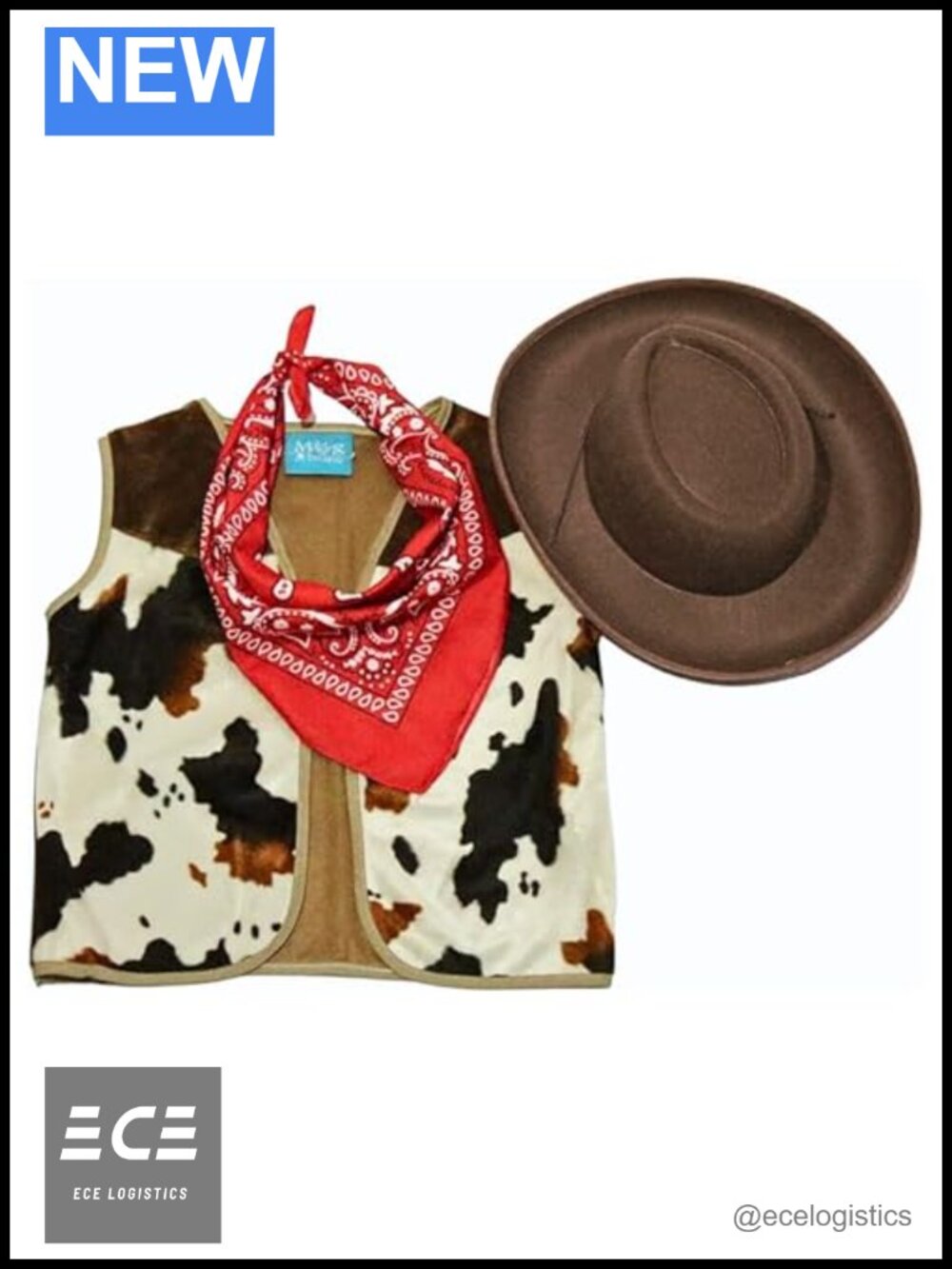 Kids Western Cowboy Cowgirl Costume Set Vest Hat Bandana